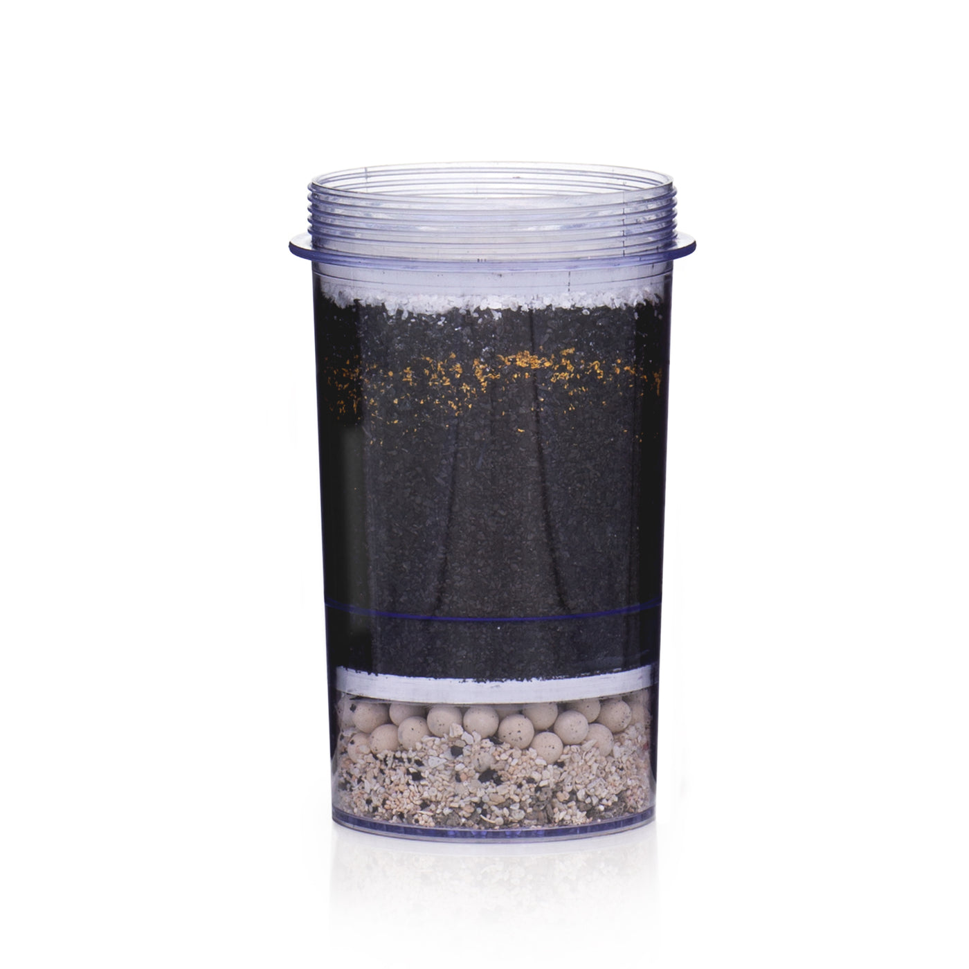 The Santevia Gravity Water System 5-stage Filter will raise the pH level by 2.0, filter lead and chlorine, and add calcium & magnesium.#filter-type_5-stage-filter