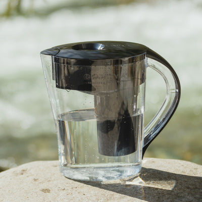 The black Santevia MINA Alkaline Pitcher in nature#colour_black